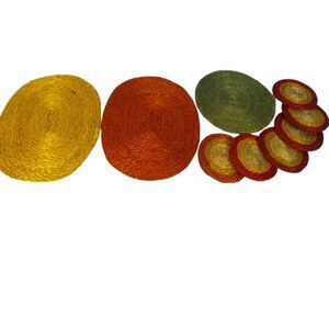 Abaca Fiber Hemp Trivets & Coasters Set of 9 MCM Retro VTG Home Decor Cottage